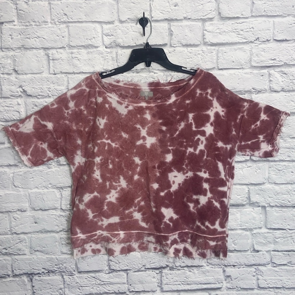 True Craft Maroon Tie Dye Cropped Terry Sweatshirt size Small and Medium